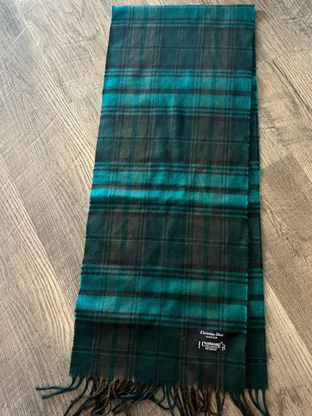 Christian Dior Monsiur Plaid Scarf in Green and Black Cashmaire